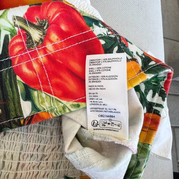 Anthropologie Maeve Flutter Sleeve Crop Blouse Tomato Print Top Small - Picture 6 of 9